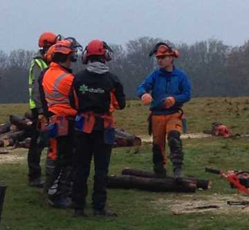 Scott discussing felling techniques