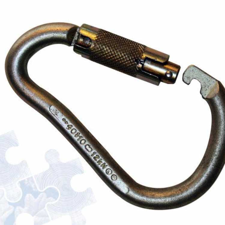 Steel karabiner deformed