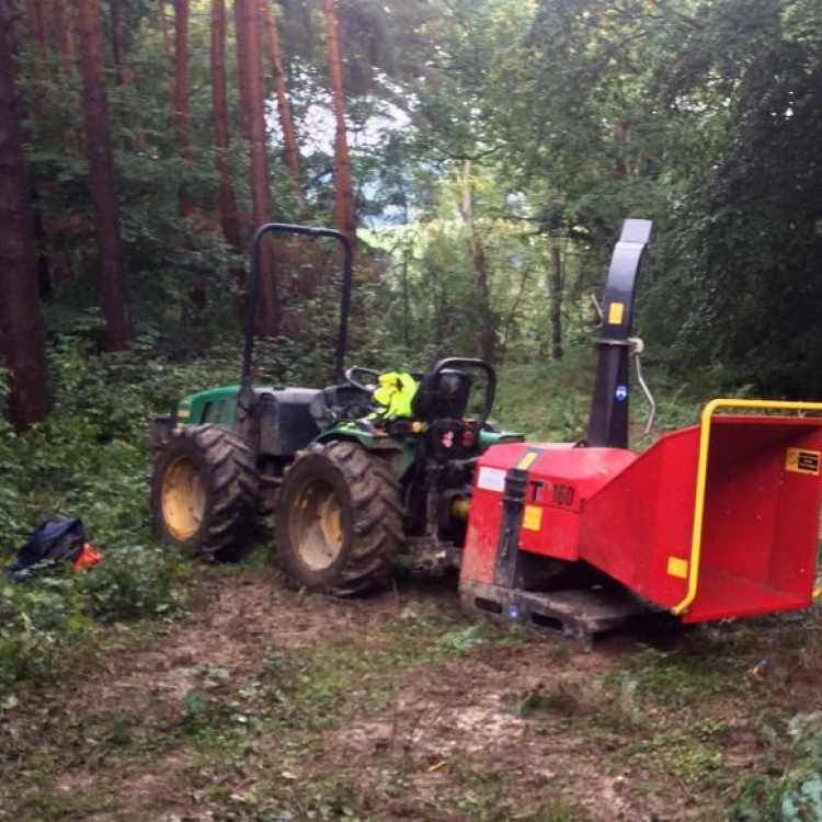 A TP160 Chipper being transported on site 