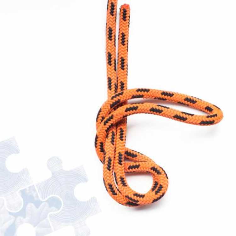 Orange rope showing third step of creating a Double figure of Eight knot