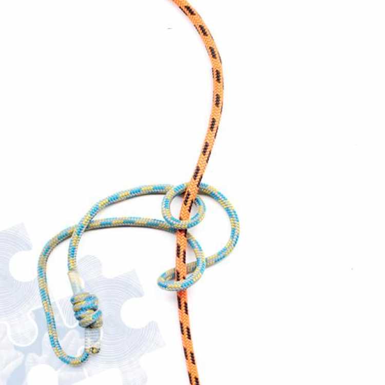 Third step on how to tie a Prusik Knot