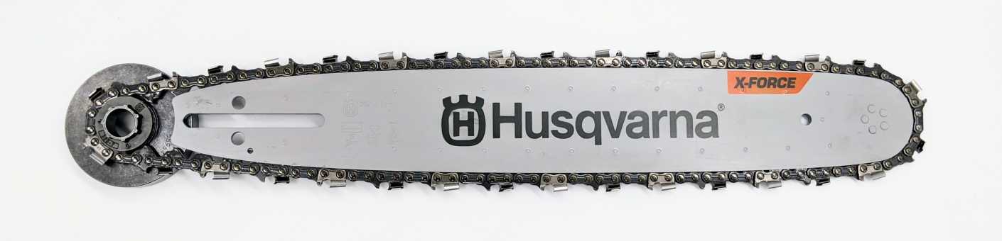 Studio photo of a Husqvarna X-Force Chainsaw Chain