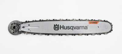 Studio photo of a Husqvarna X-Force Chainsaw Chain