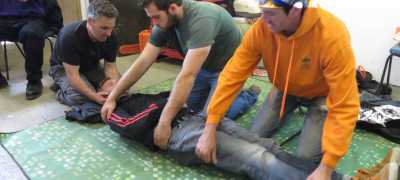 First aid training on human